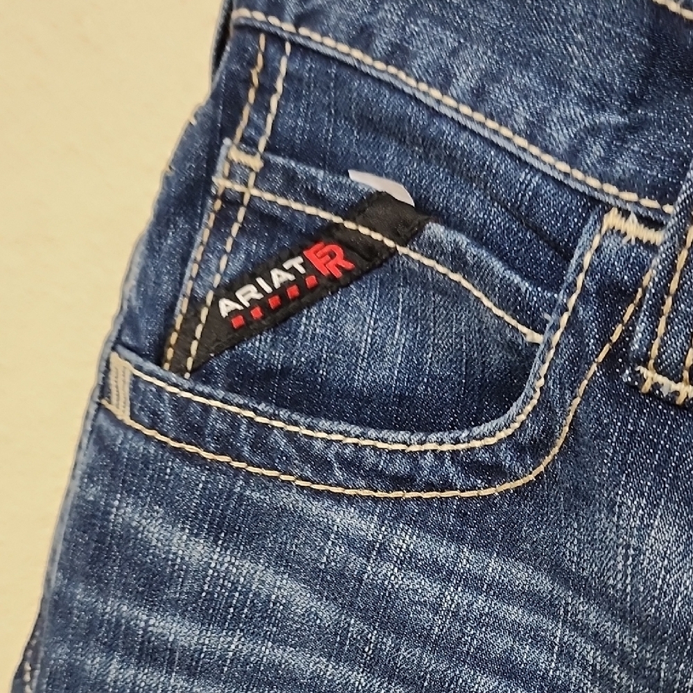 Ariat Blue and Cream Straight Jeans with Classic Indigo Style - Picture 6 of 15